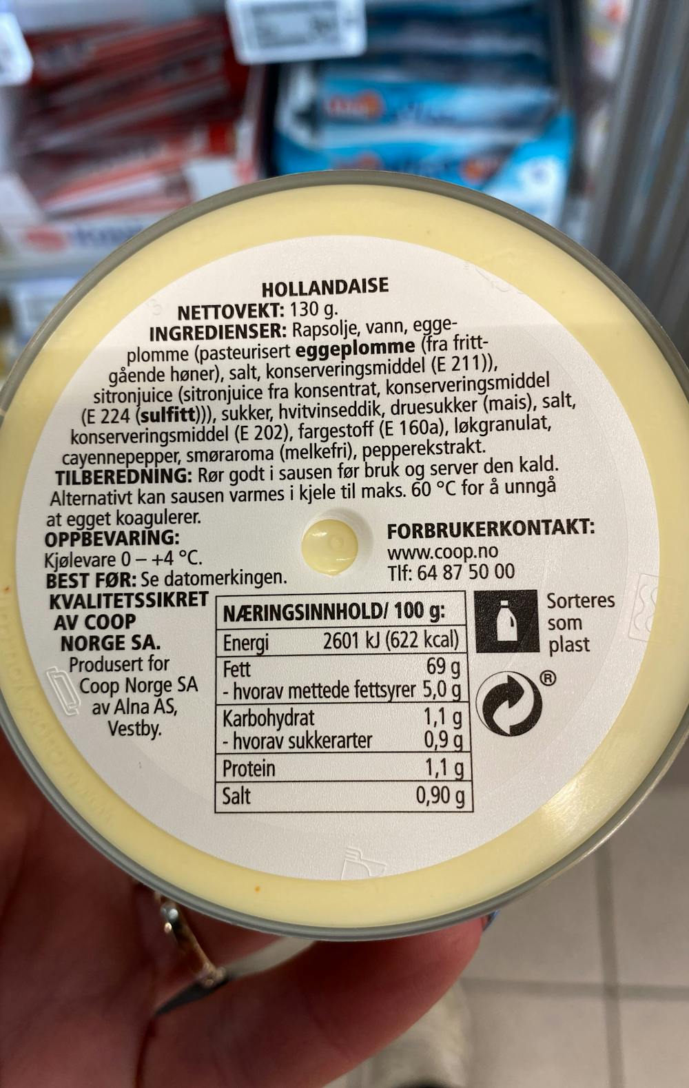 Ingrediensliste - Hollandaise , Coop