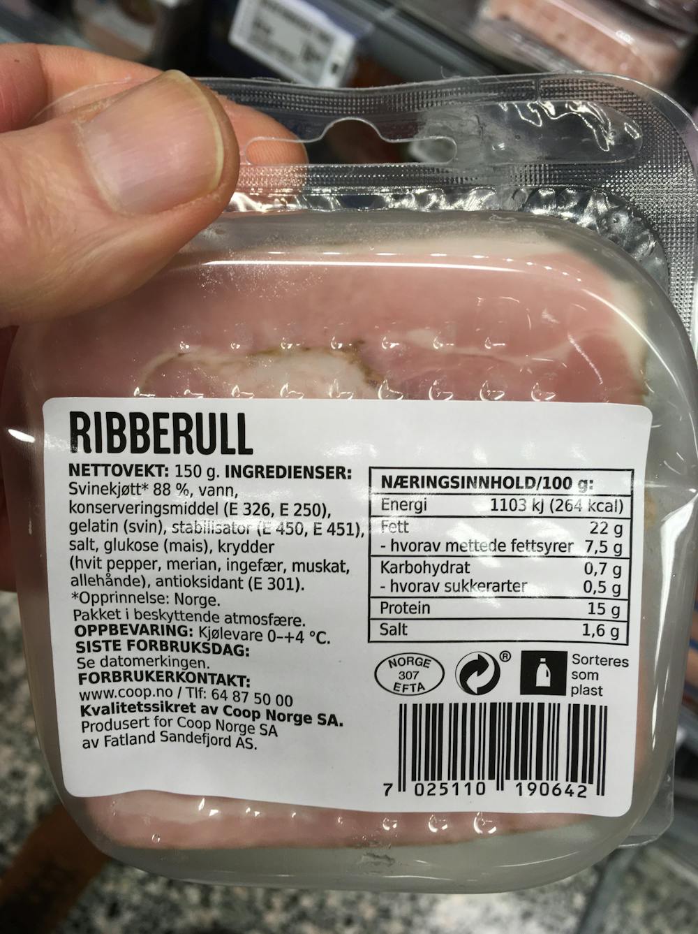 Ingredienslisten til Ribberull, Xtra