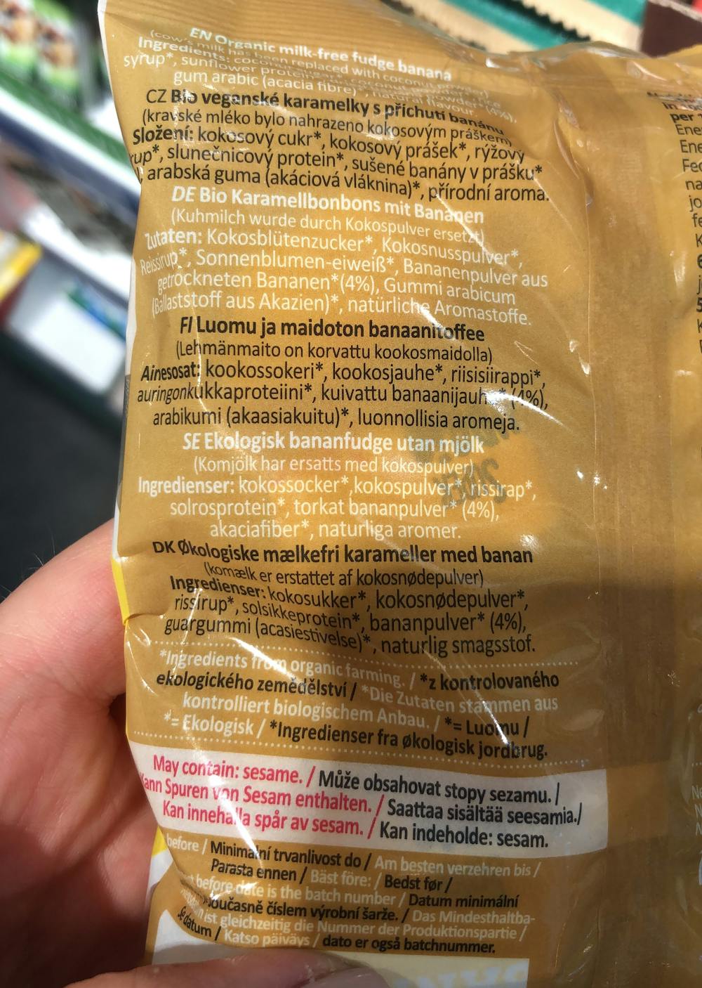 Ingredienslisten til Banana fudges , Super fudgio