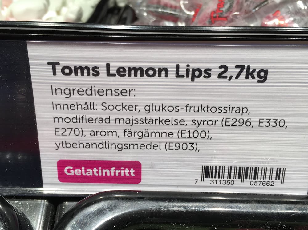 Ingredienslisten til Toms lemon lips
