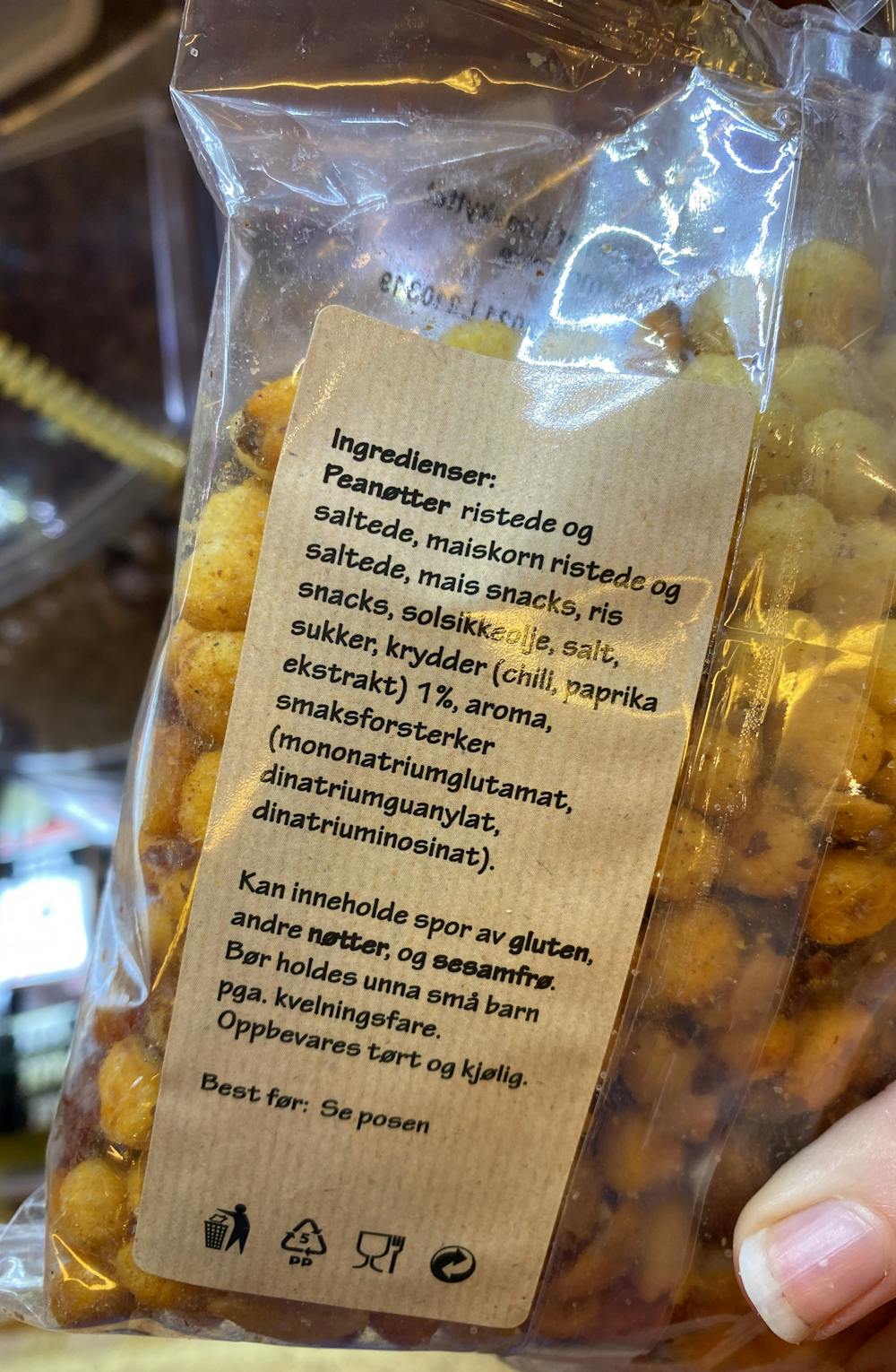 Ingredienslisten til Spansk partymix, The nut company