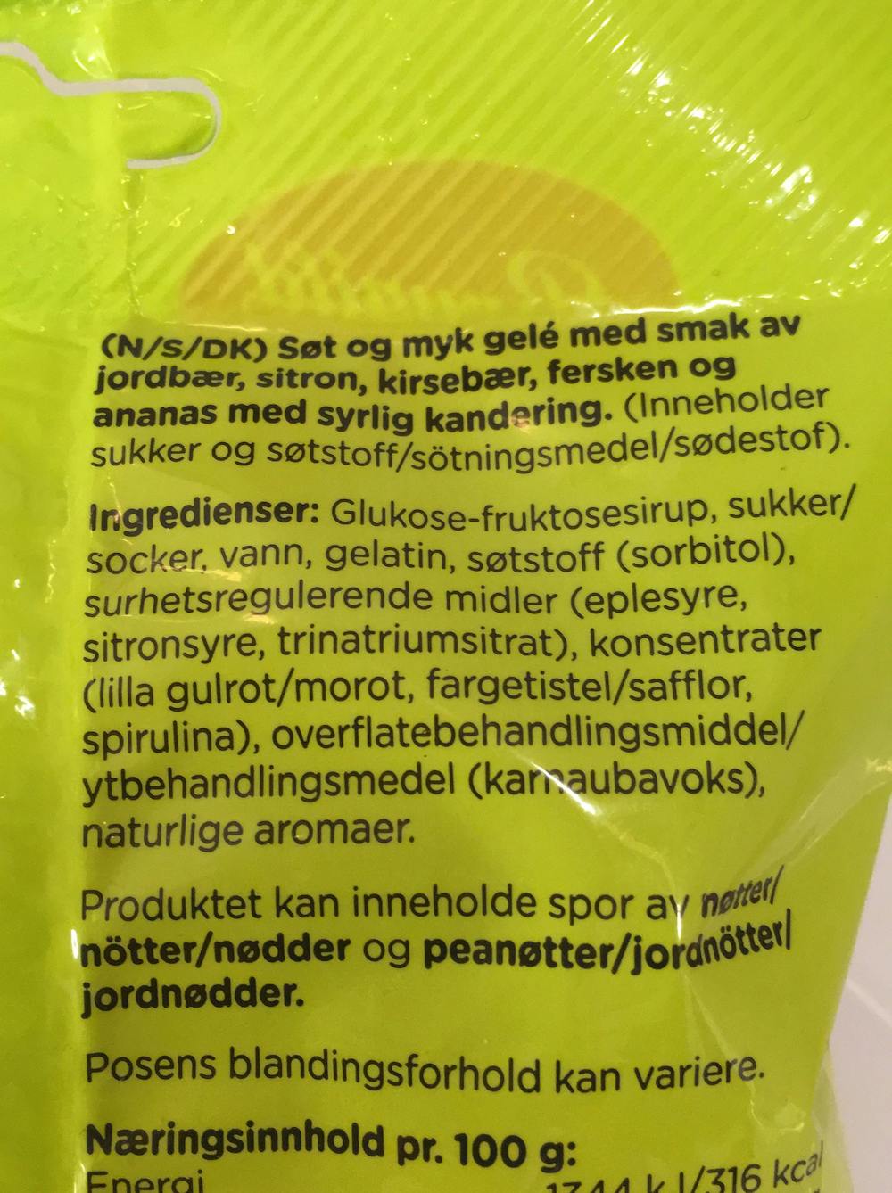 Ingredienslisten til Brynhild Sukkerrakkere