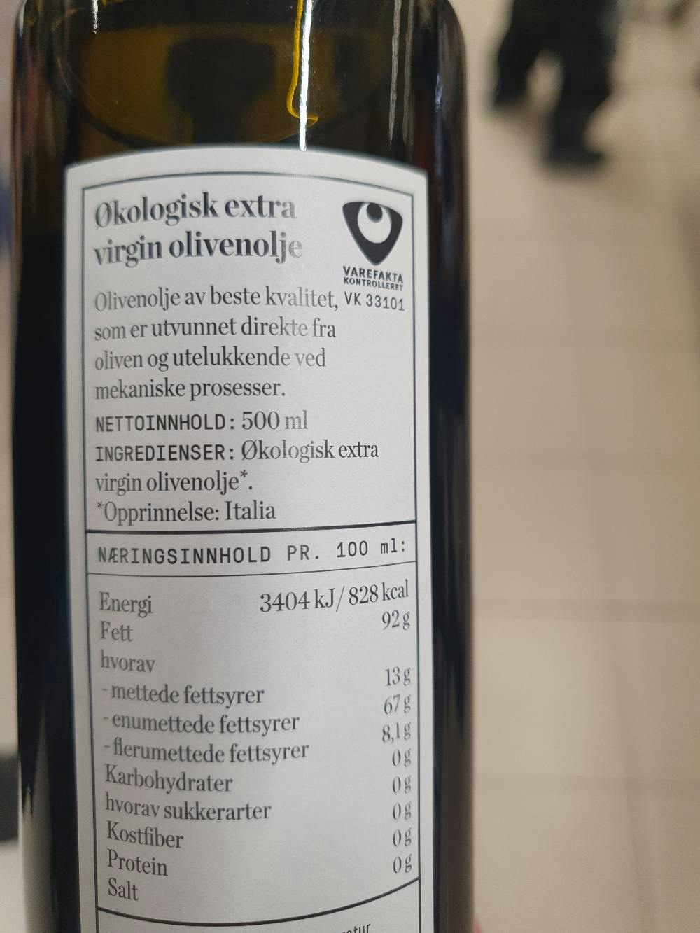 Ingrediensliste - Økologisk olivenolje, Kolonihagen