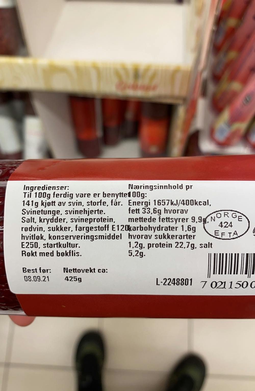 Ingredienslisten til Rødvin, Svindland