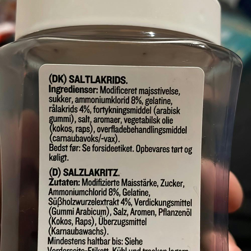 Ingrediensliste - Pingvin salt pastiller, Toms
