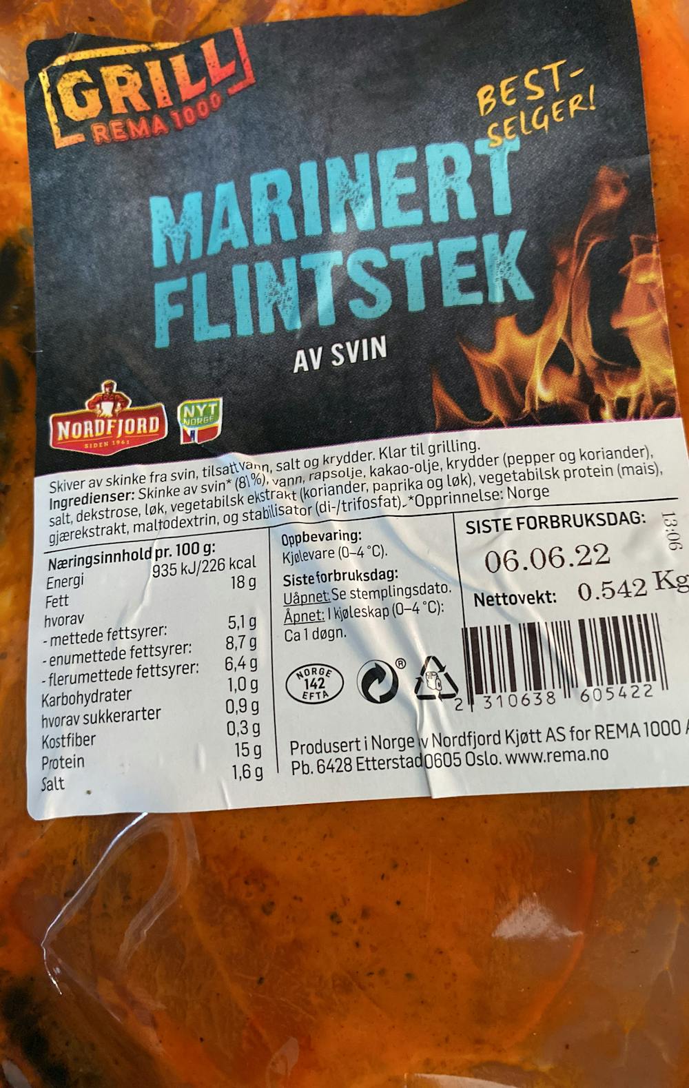 Ingrediensliste - Grill, Nordfjord