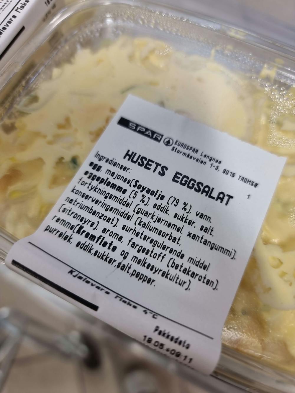 Ingrediensliste - Husets eggesalat, Eurospar 