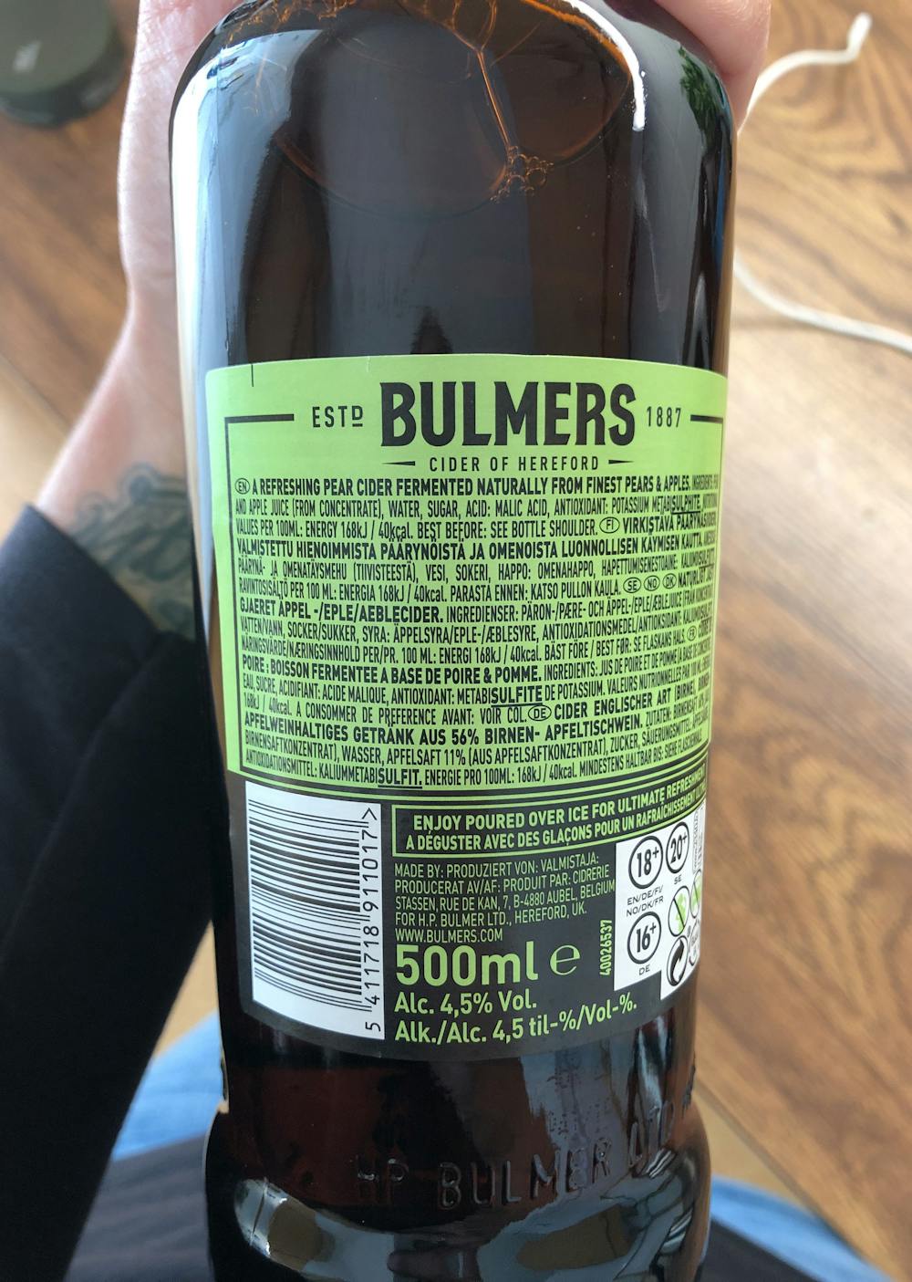 Ingrediensliste - Bulmers pear, Bulmers