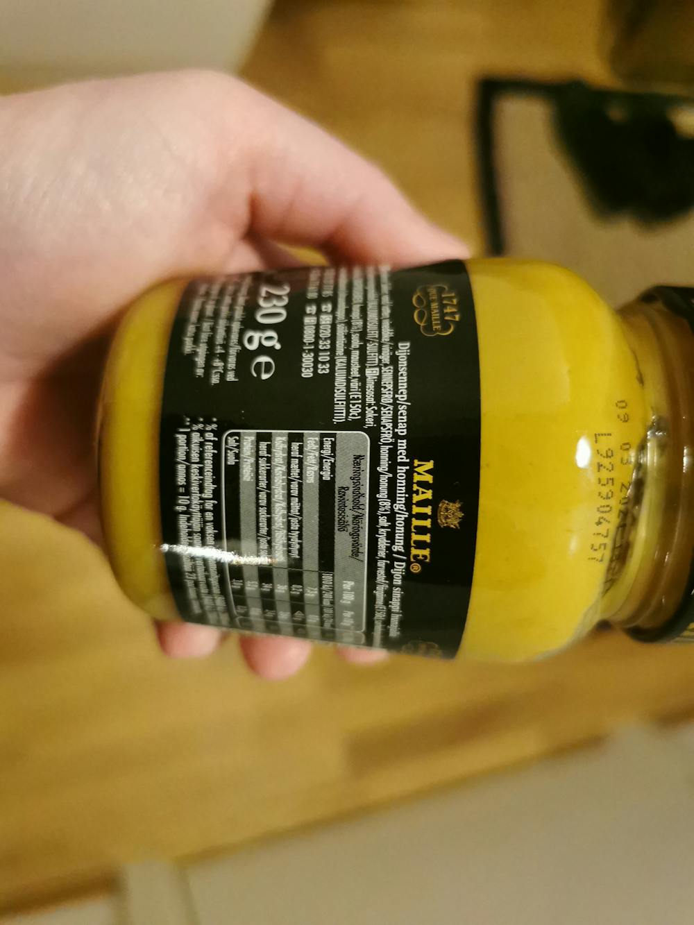 Ingrediensliste - Mustard with honey, Maille