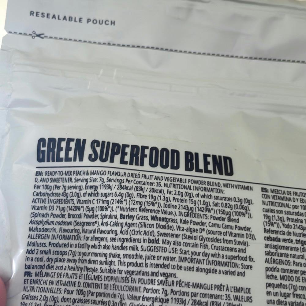 Ingrediensliste - Green Superfood Blend, MyVegan