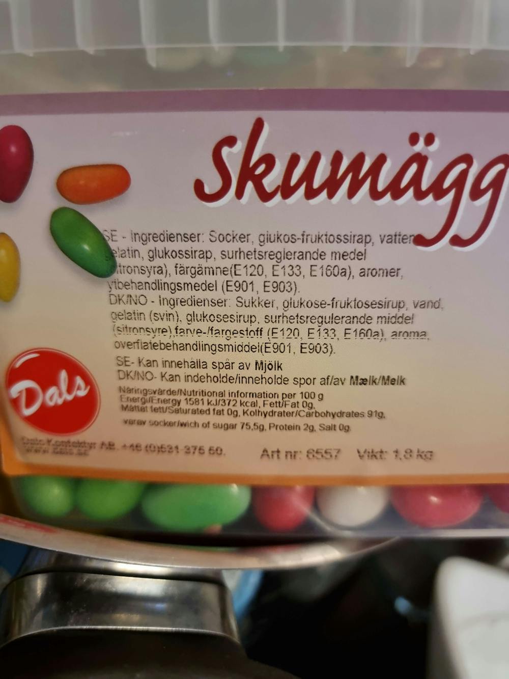 Ingrediensliste - Skumegg, Dals