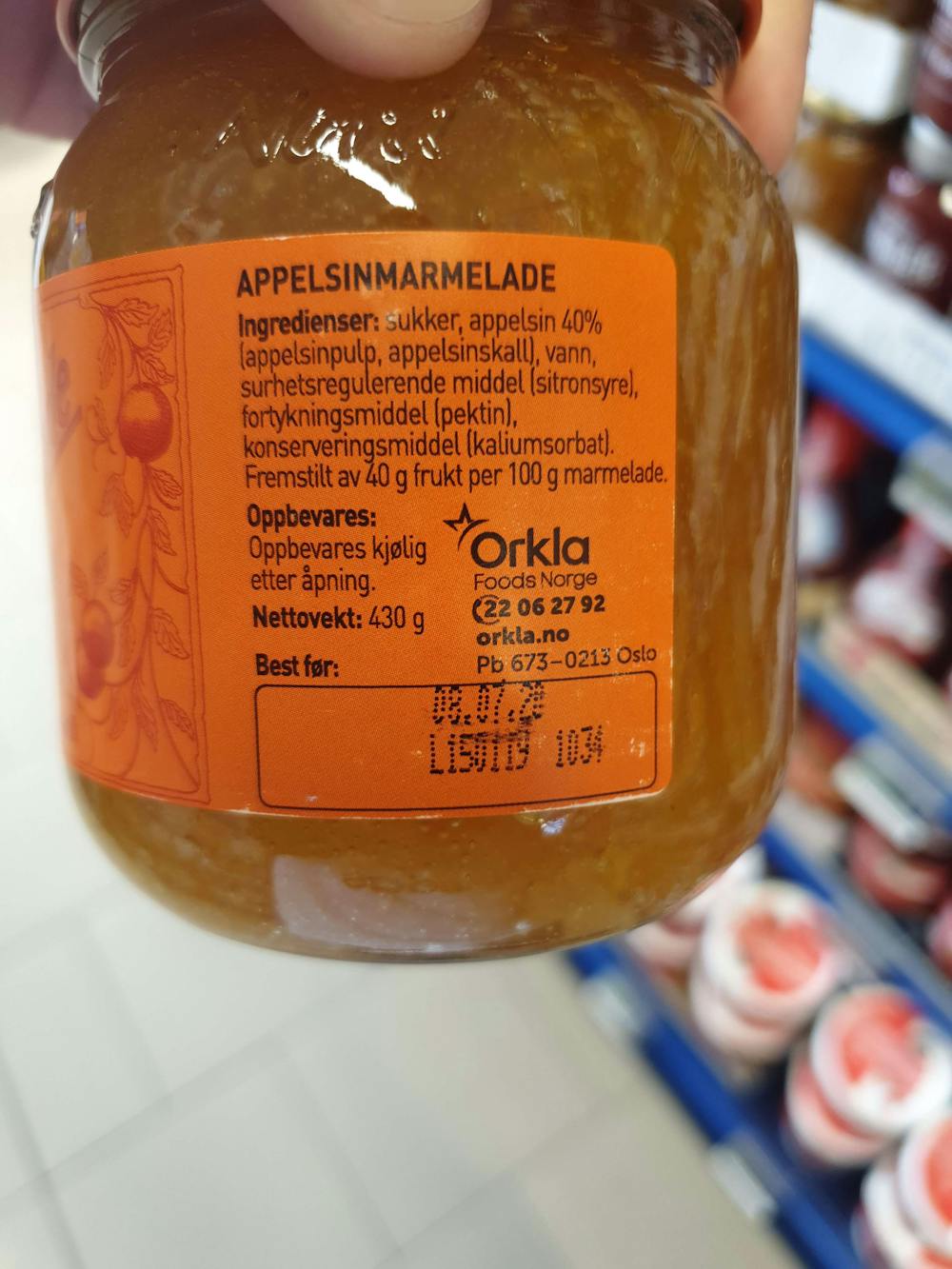 Ingredienslisten til Bitter appelsin marmelade, Fru Bennett’s