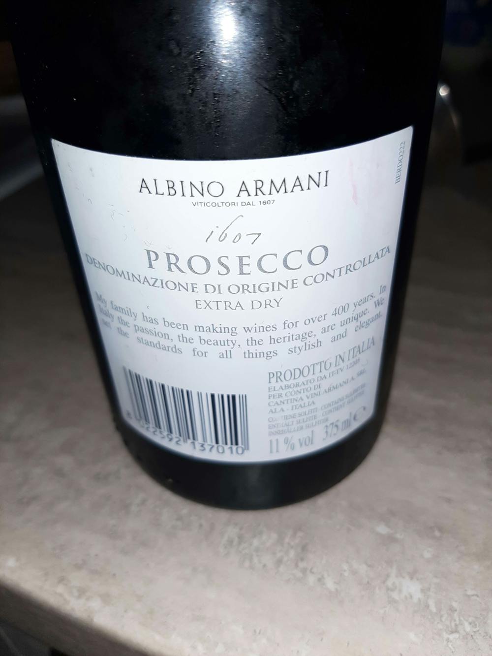 Ingredienslisten til Albino armani Prosecco