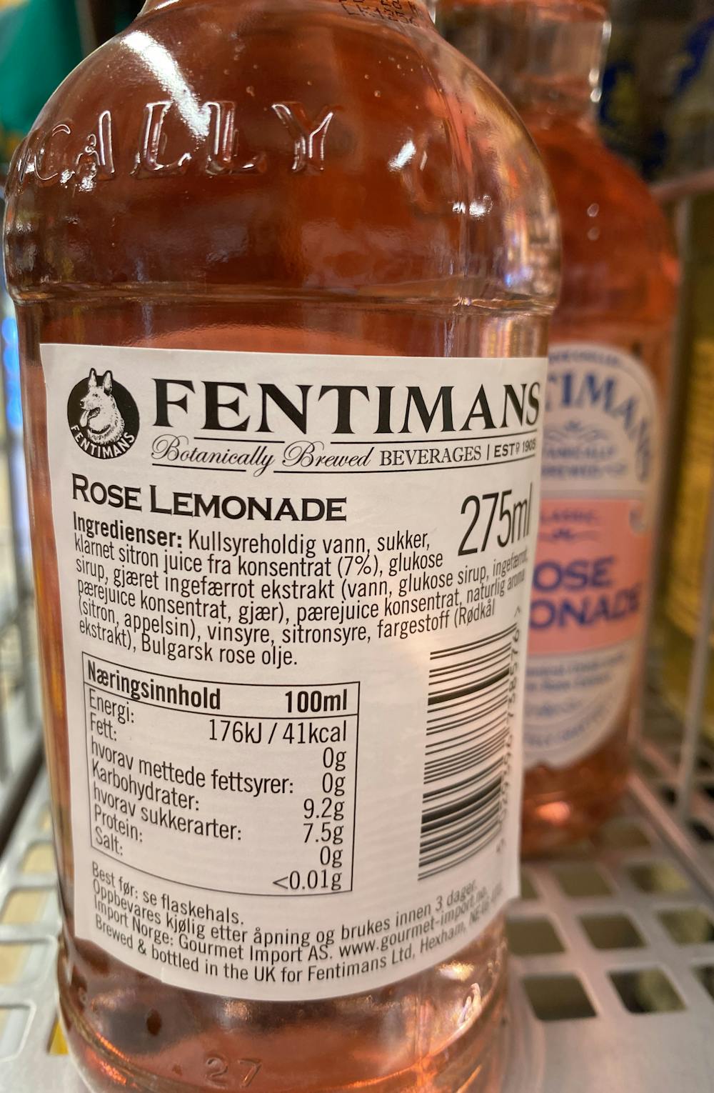 Ingrediensliste - Rose Lemonade, Fentimans