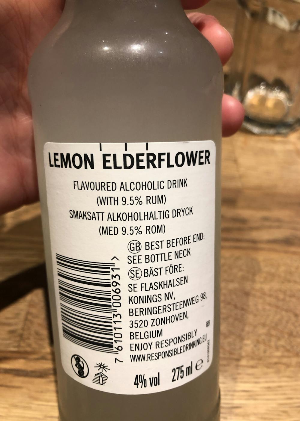 Ingredienslisten til Breezer, Lemon elderflower, Hansa Borg bryggeri