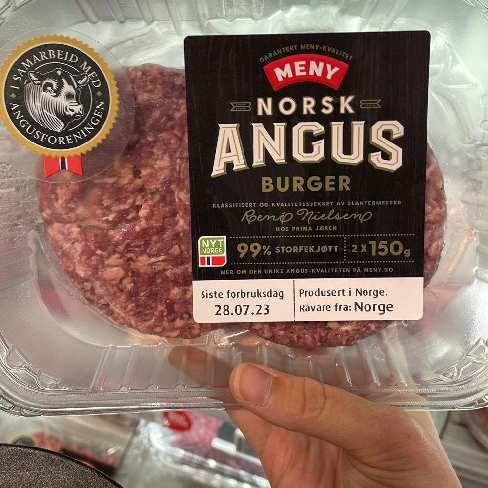 Angus burger, Meny