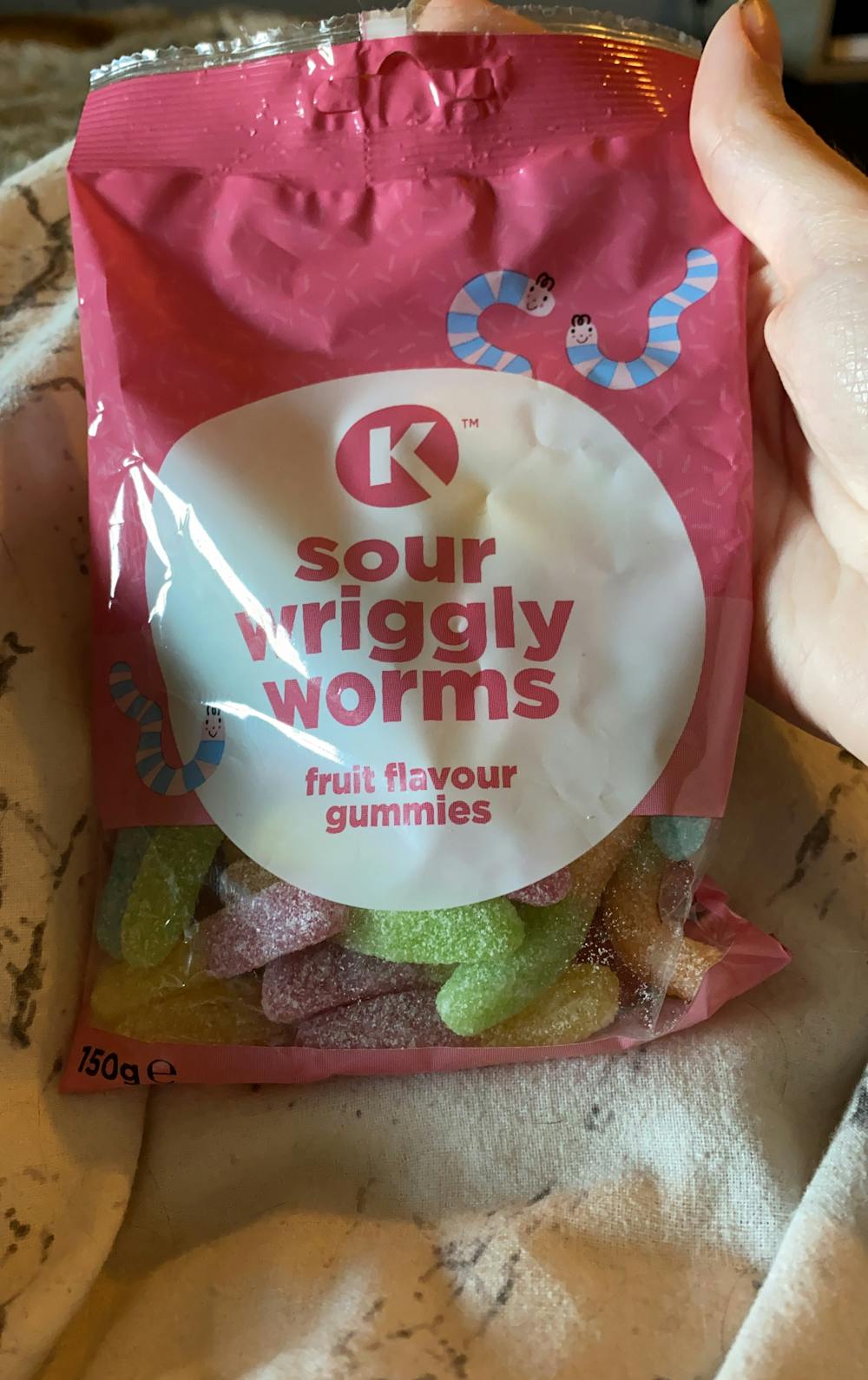 Sour wriggly worms, K