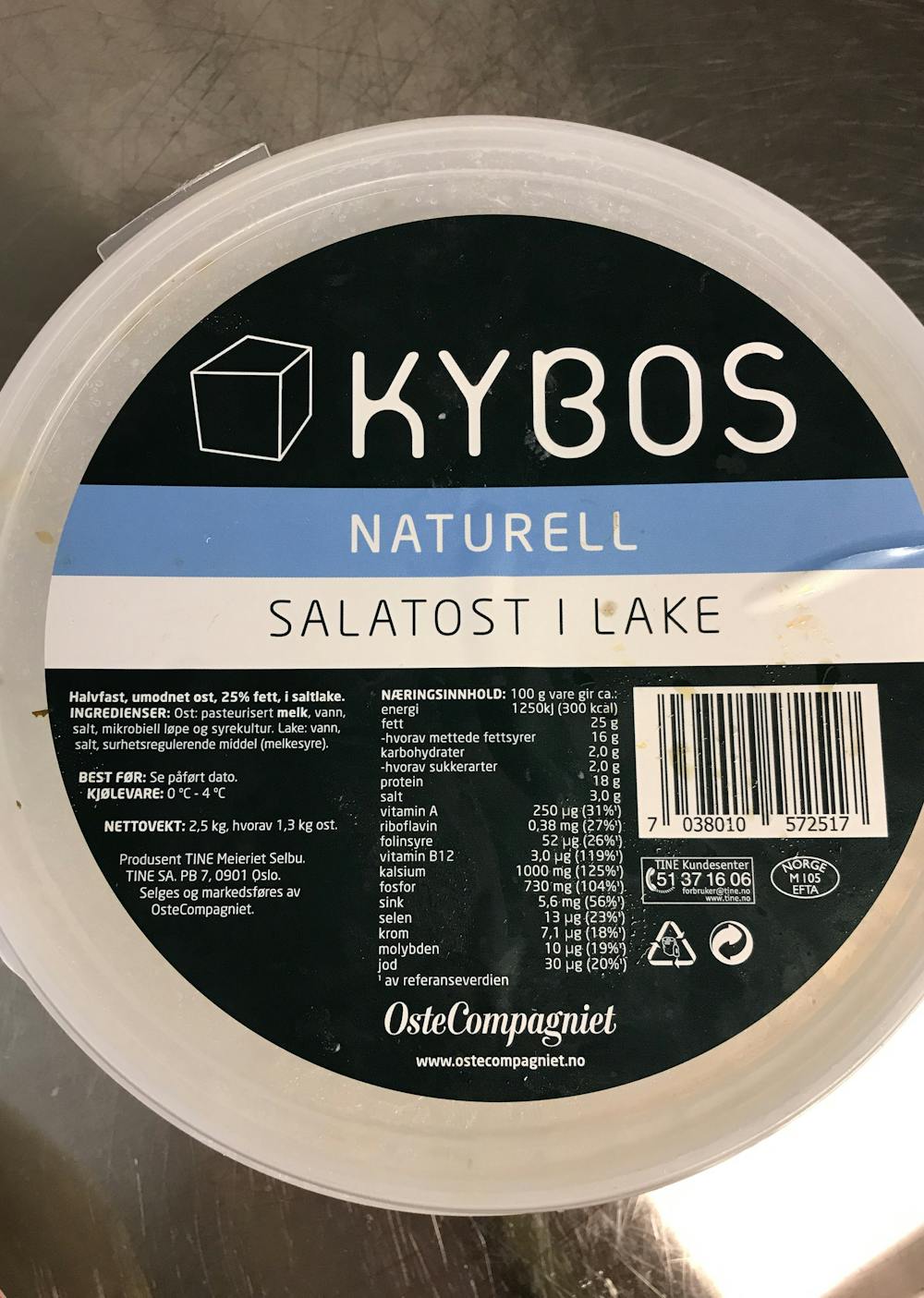 KYBOS Salatost naturell i lake, OsteCompagniet / Tine