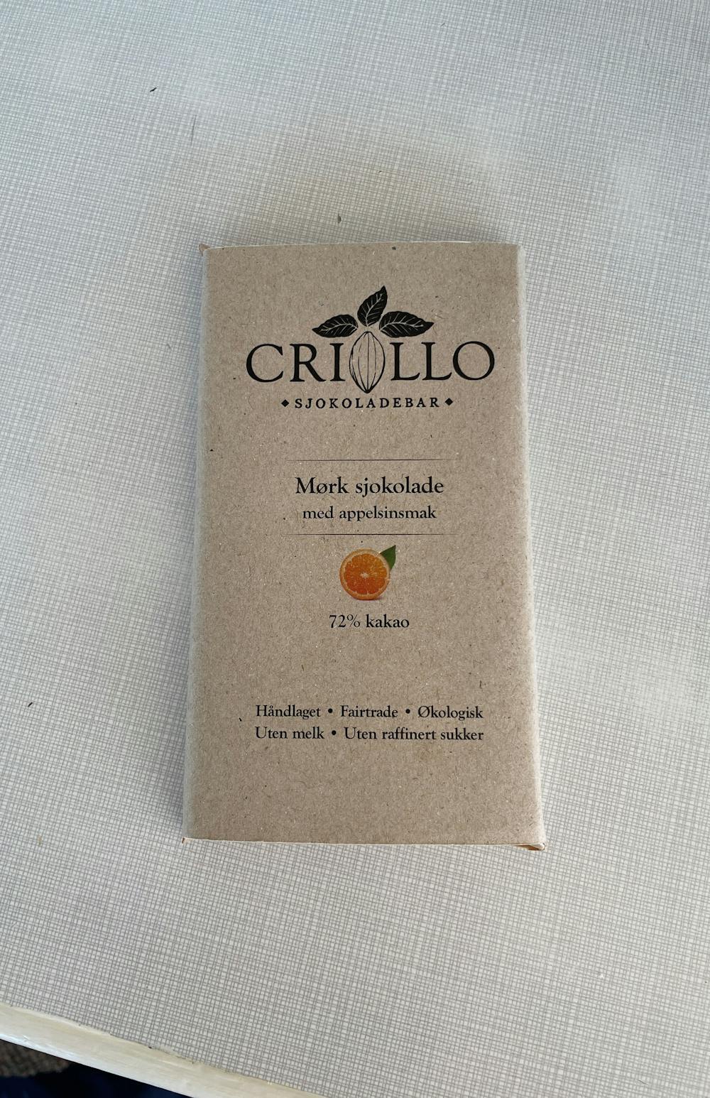 Mørk sjokolade med appelsinsmak, Crillo