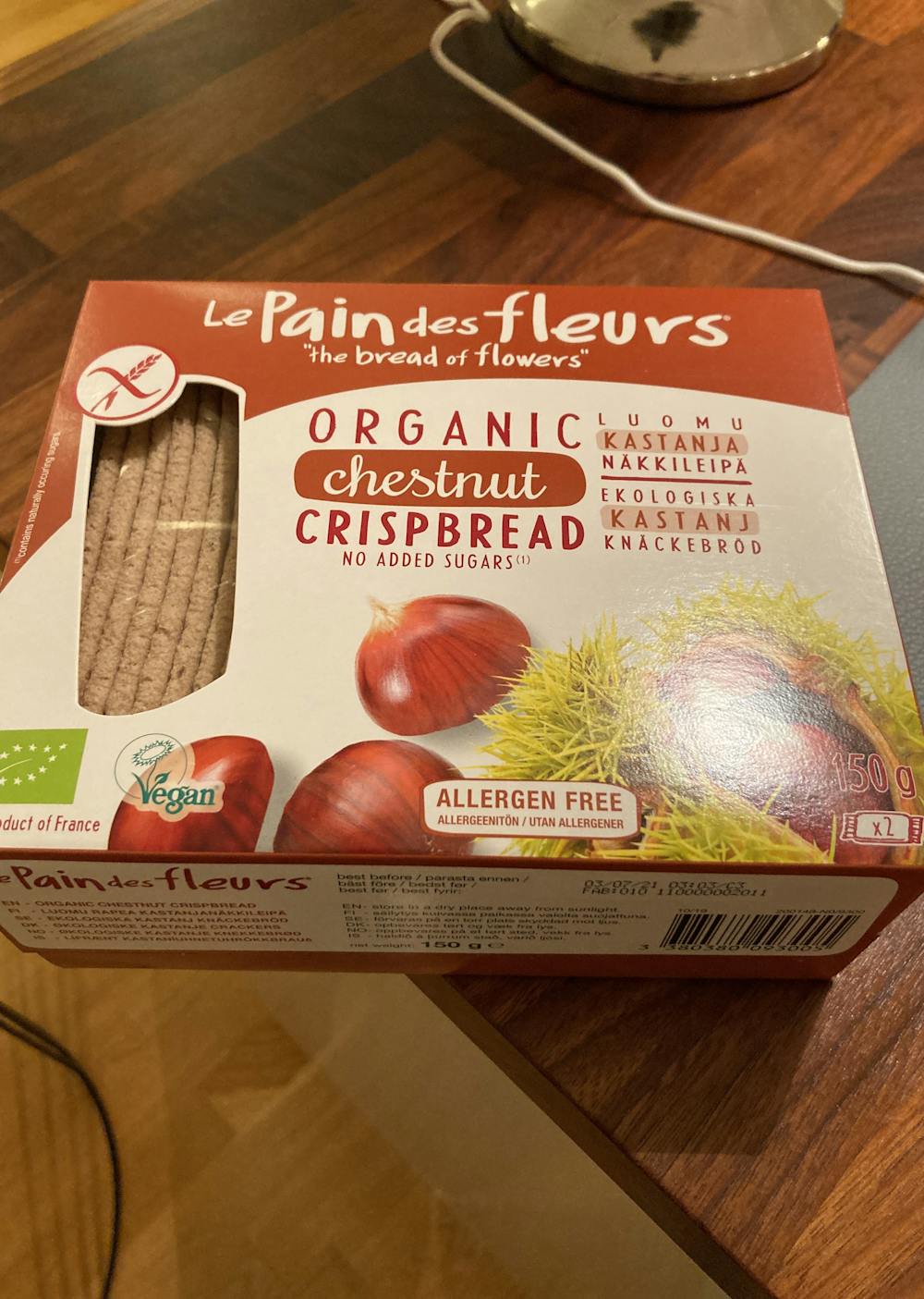 Organic chestnut crispbread, Le Pain des fleurs