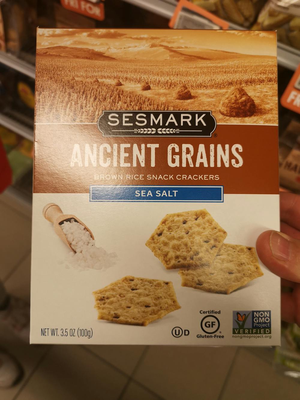 CrAncient grains brown rice snack crackers sea salt , Sesmark