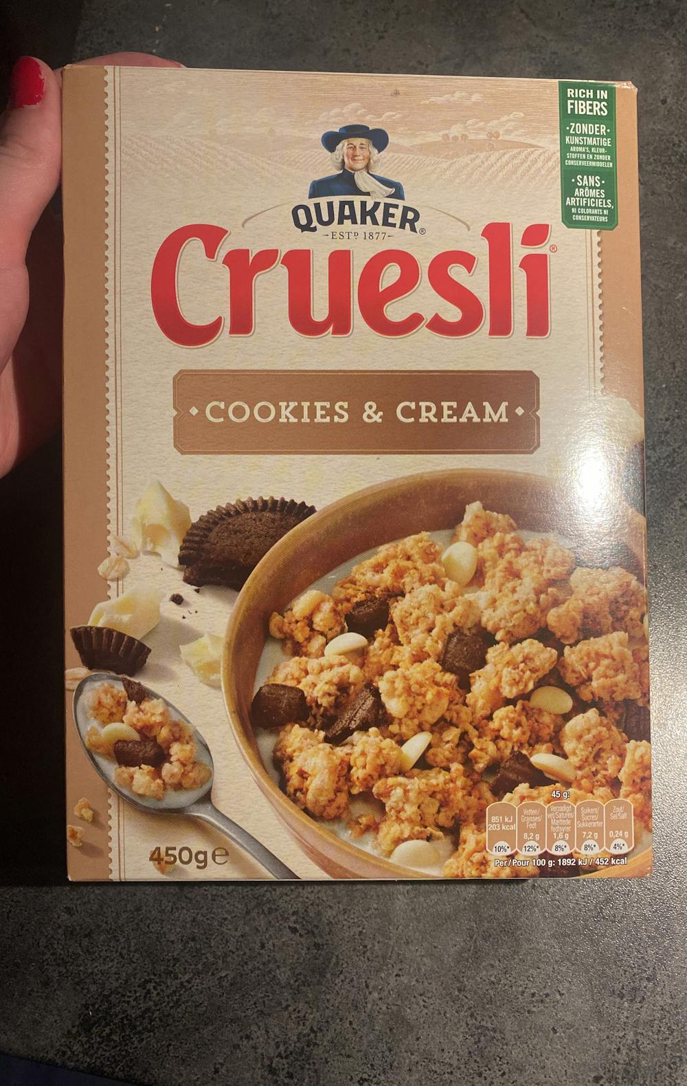 Cruesli cookies & cream, Quaker