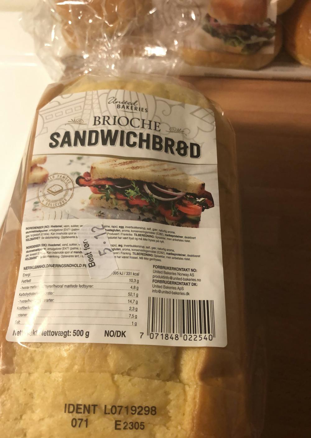 Brioche sandwichbrød, United bakeries