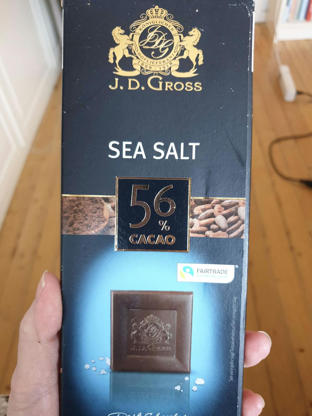 Sea salt 56% cacao, J. D. Gross