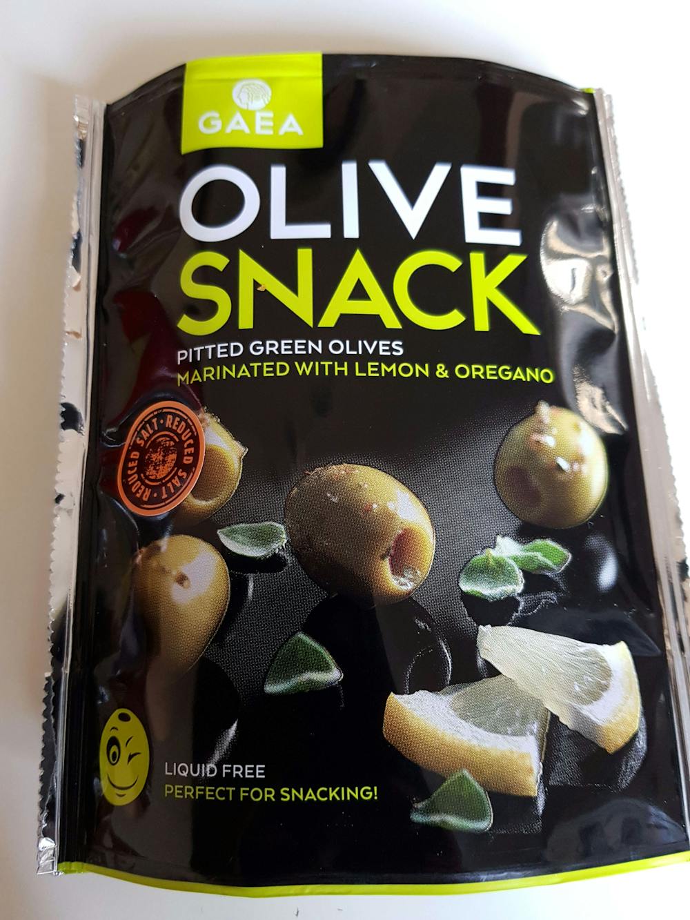 Olive snack green olives marinated with lemon & oregano, Gaea