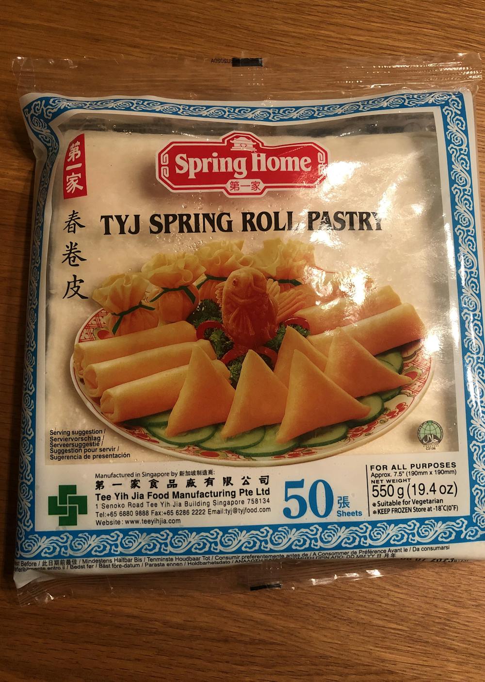 Tyj spring roll pastry, Spring home