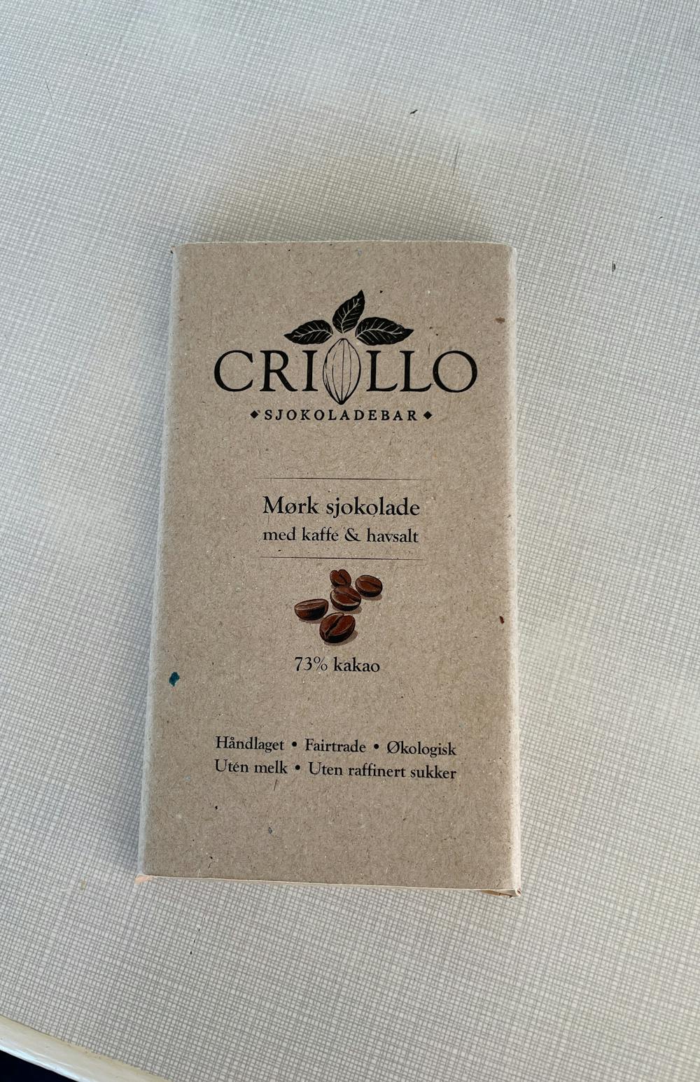 Mørk sjokolade med kaffe & havsalt, Crillo