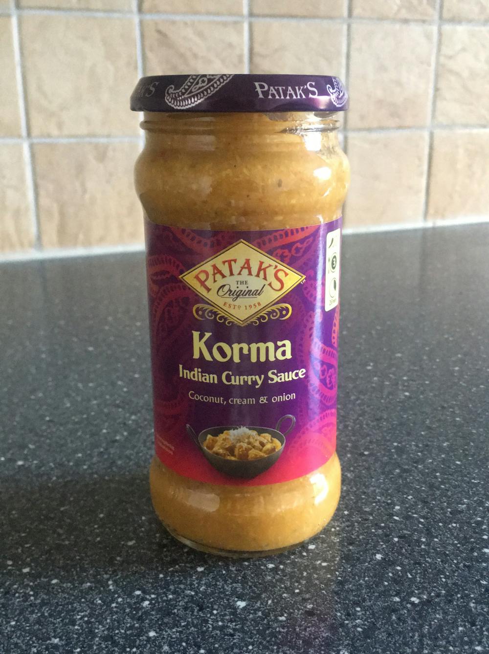 Korma indian curry sauce, Pataks