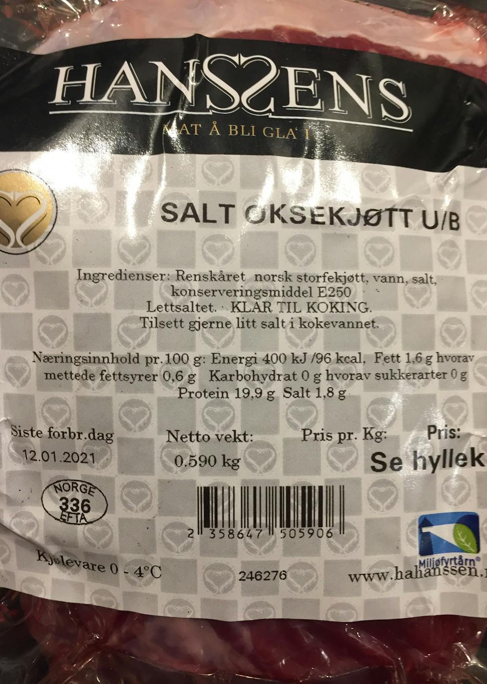 Salt oksekjøtt, Hanssens