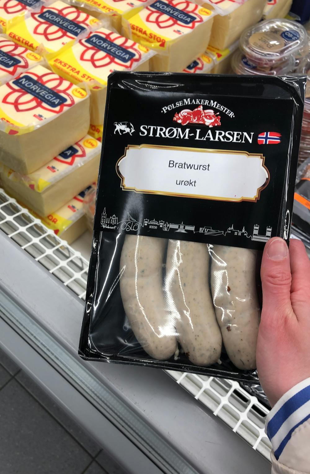 Bratwurst, urøkt, Strøm-Larsen