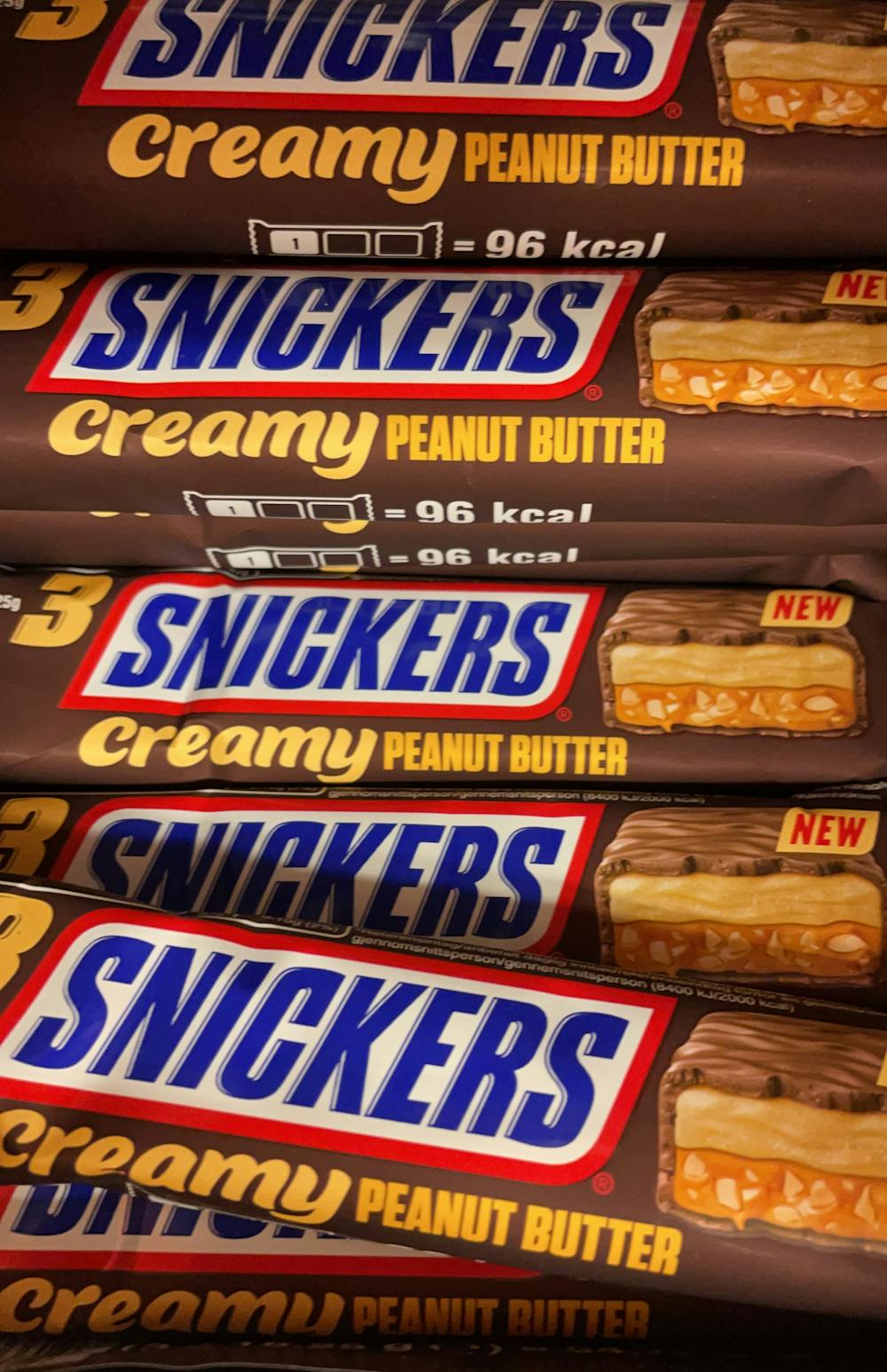 Creamy peanut butter, Snickers