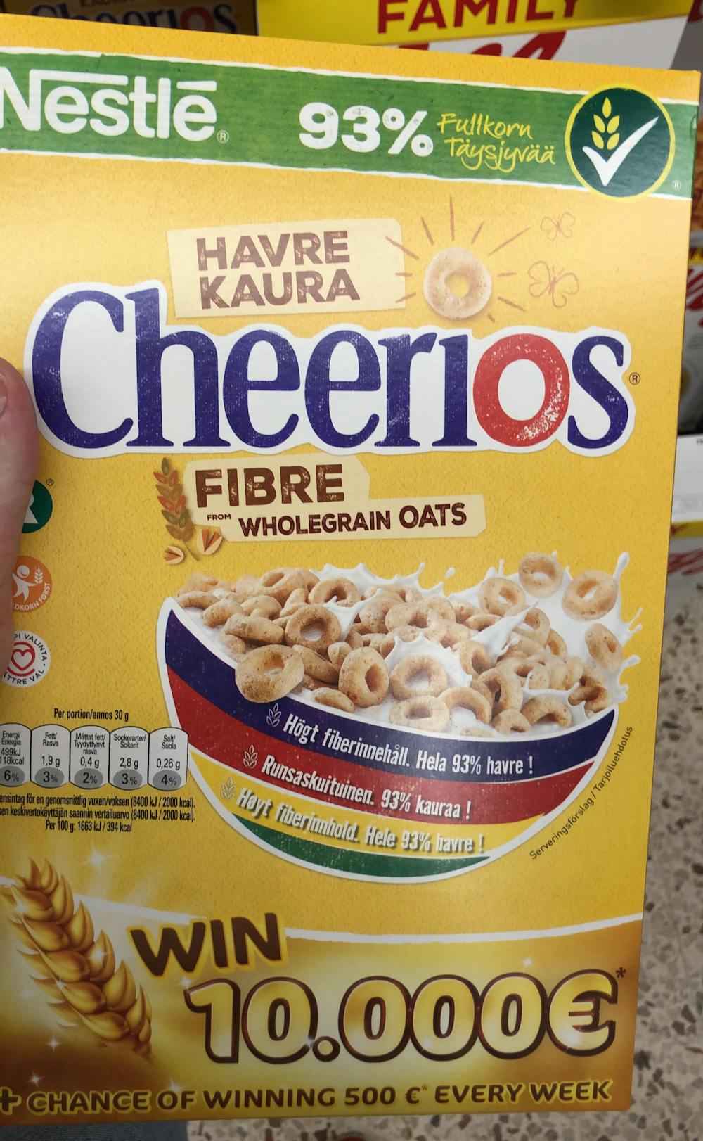 Cheerios fibre, Nestle