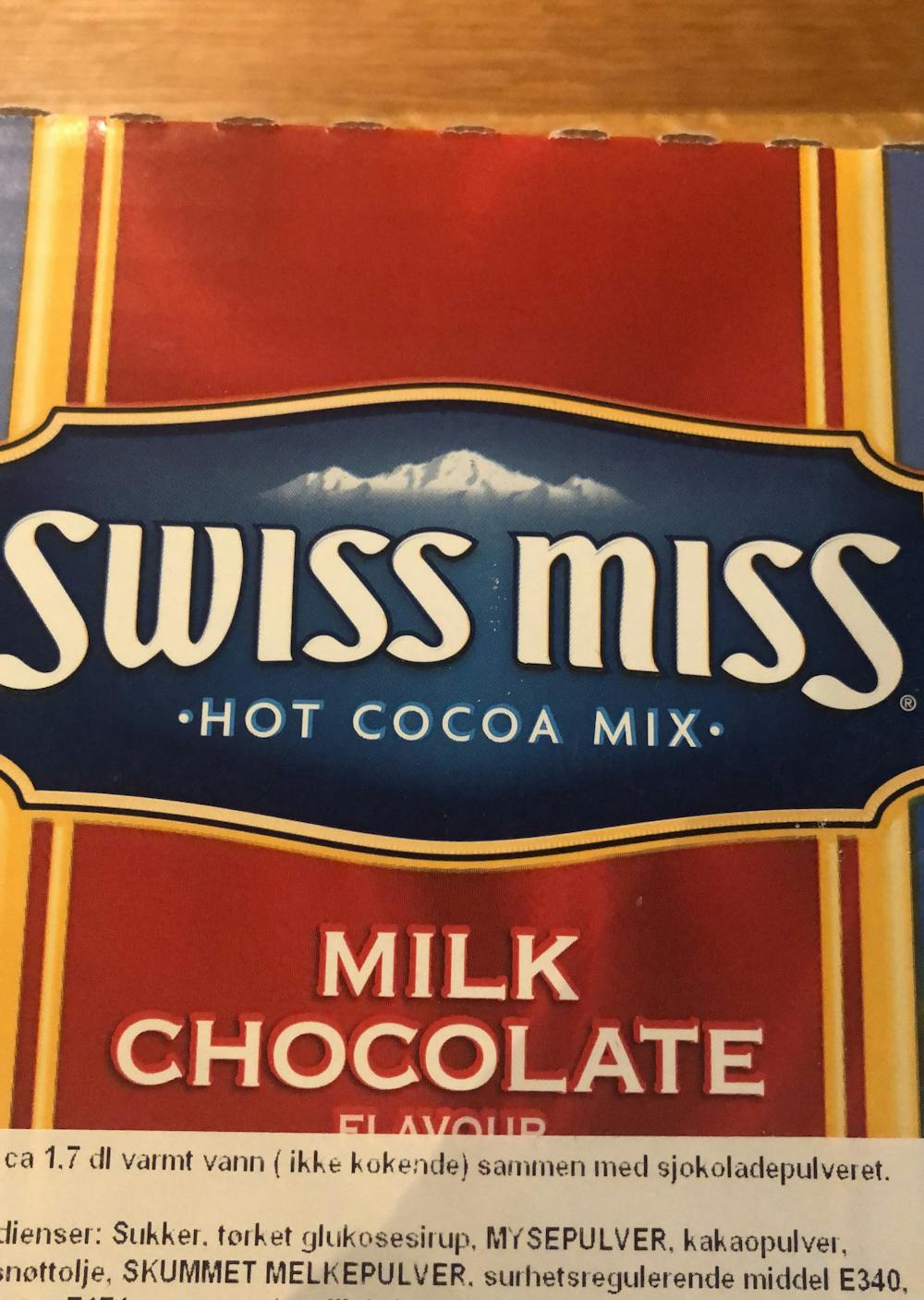 Milk chocolate , hot cocoa mix, Swiss miss