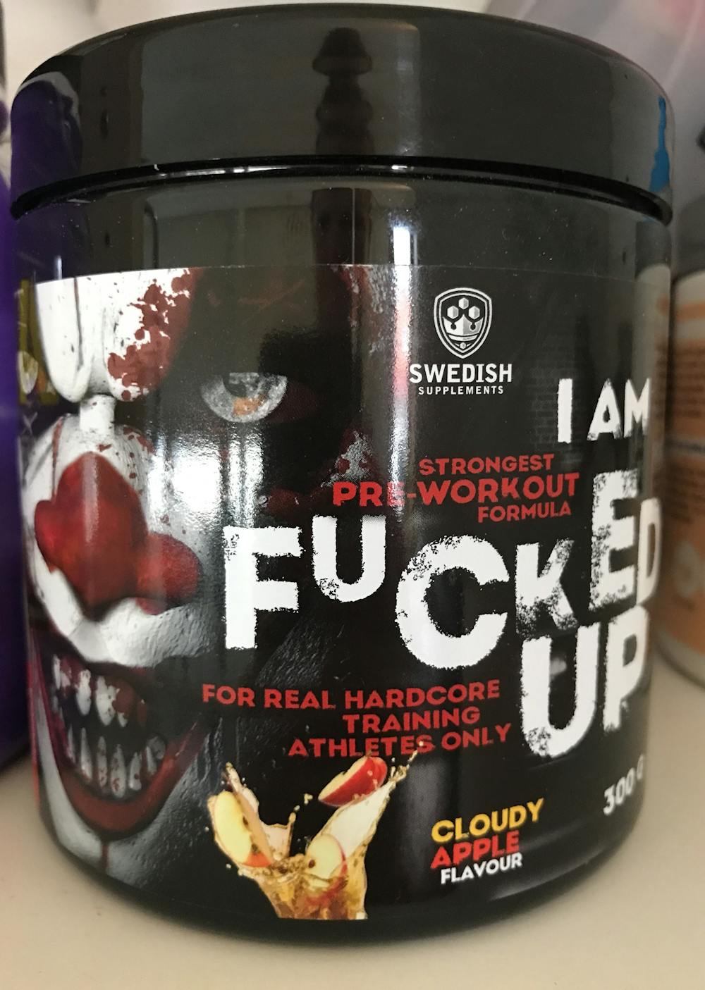 I am fucked up, cloudy apple flavour, Swedish Supplements