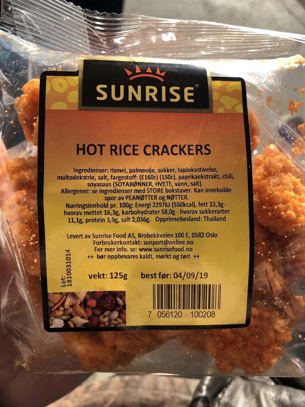 Hot rice crackers, Sunrise