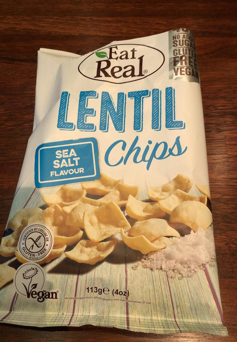 Lentil chips, sea salt, Eat Real