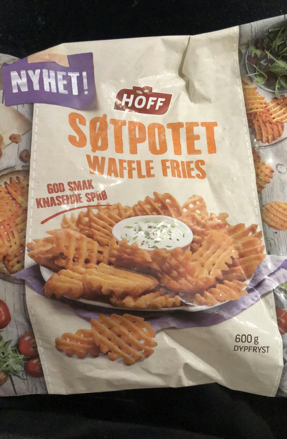 Søtpotet waffle fries, Hoff