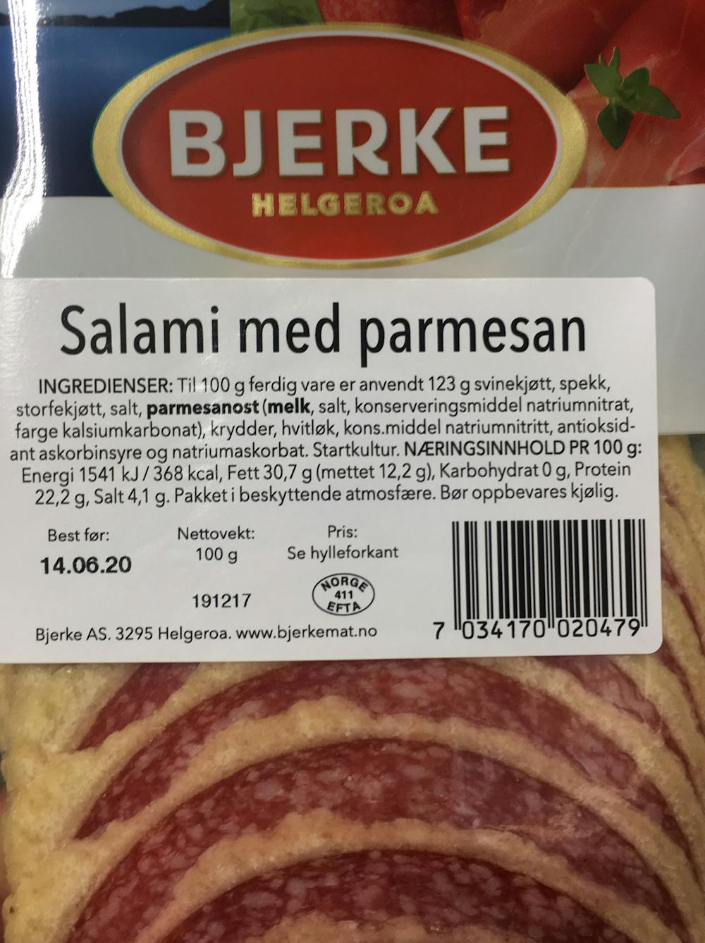 Salami med parmesan, Bjerke