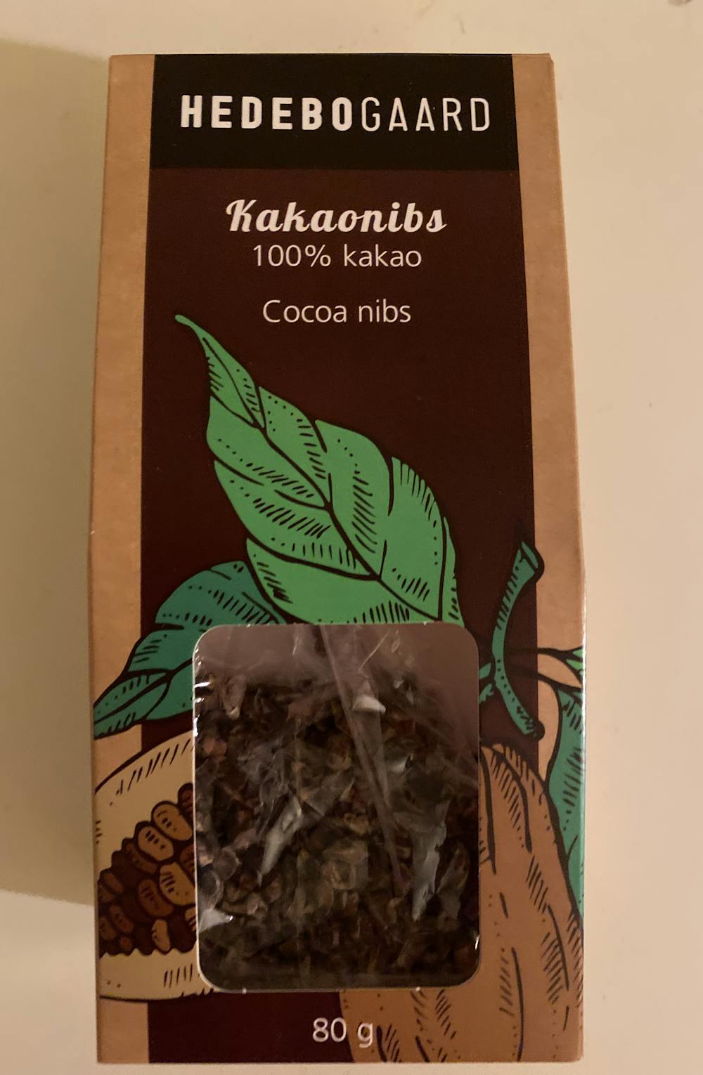 Kakaonibs, Hedebogaard
