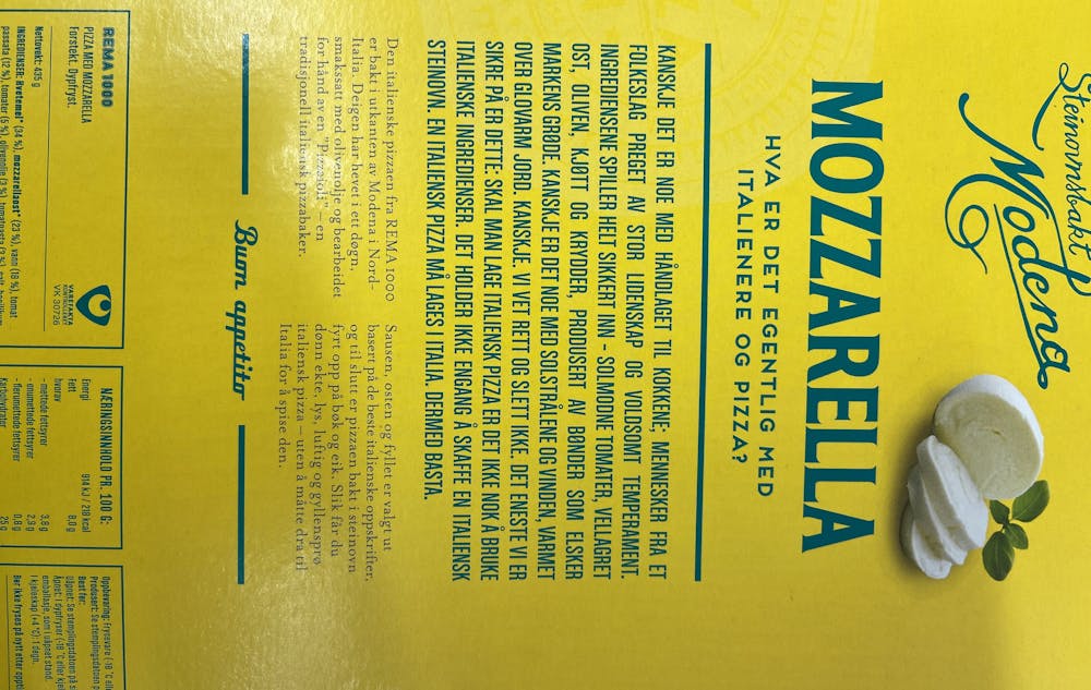 Ekte italiensk pizza, mozzarella, Rema1000