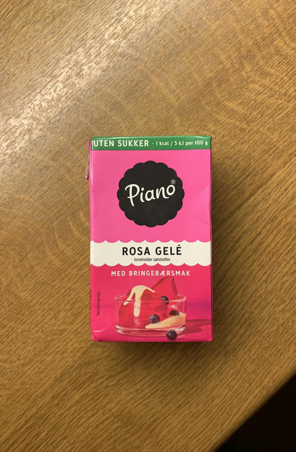 Rosa gelé med bringebærsmak, uten sukker, Piano