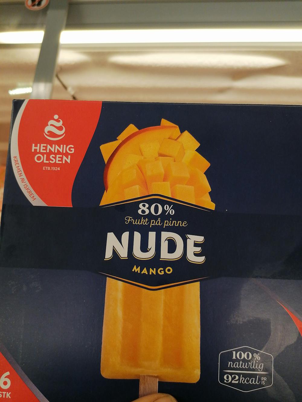 Nude mango, 80% frukt på pinne, Hennig Olsen